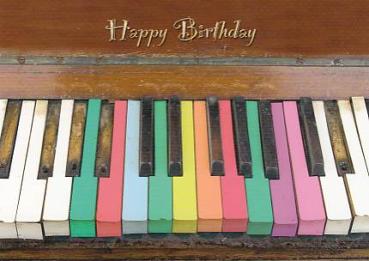 Postkarte: Happy Birthday Tasten