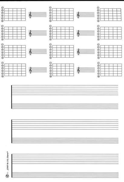 Notenblock für Gitarre mit Tabulatur