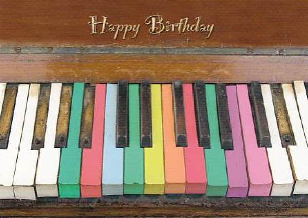 Postkarte: Happy Birthday Tasten