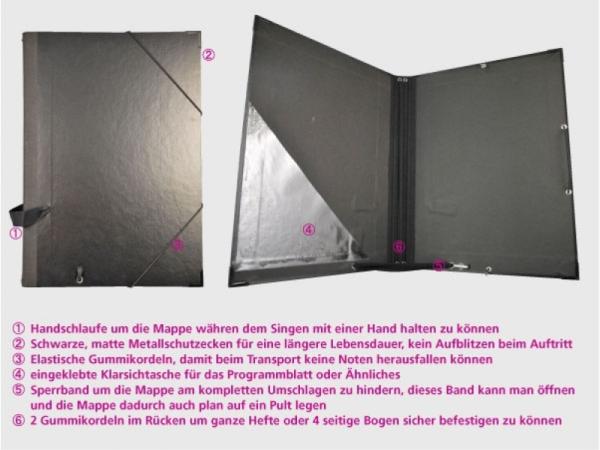 Notenmappe mit Gummikordel+Halteschlaufe Modell Premium