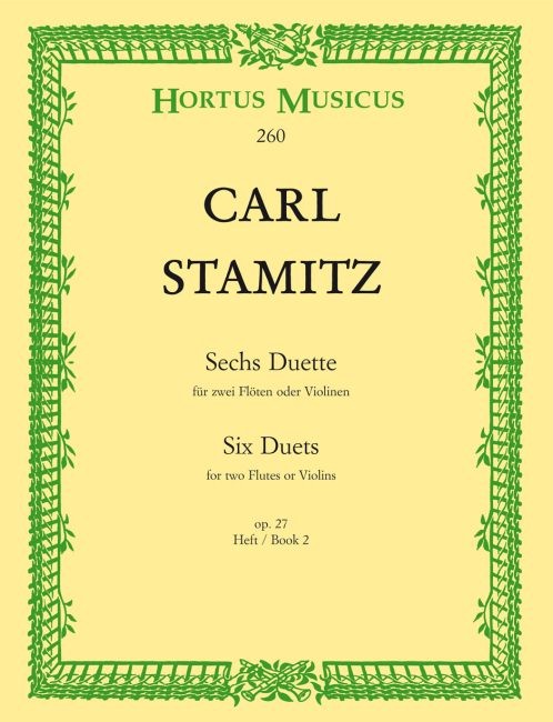 Stamitz, Carl: Sechs Duette für zwei Flöten oder Violinen. Heft 2